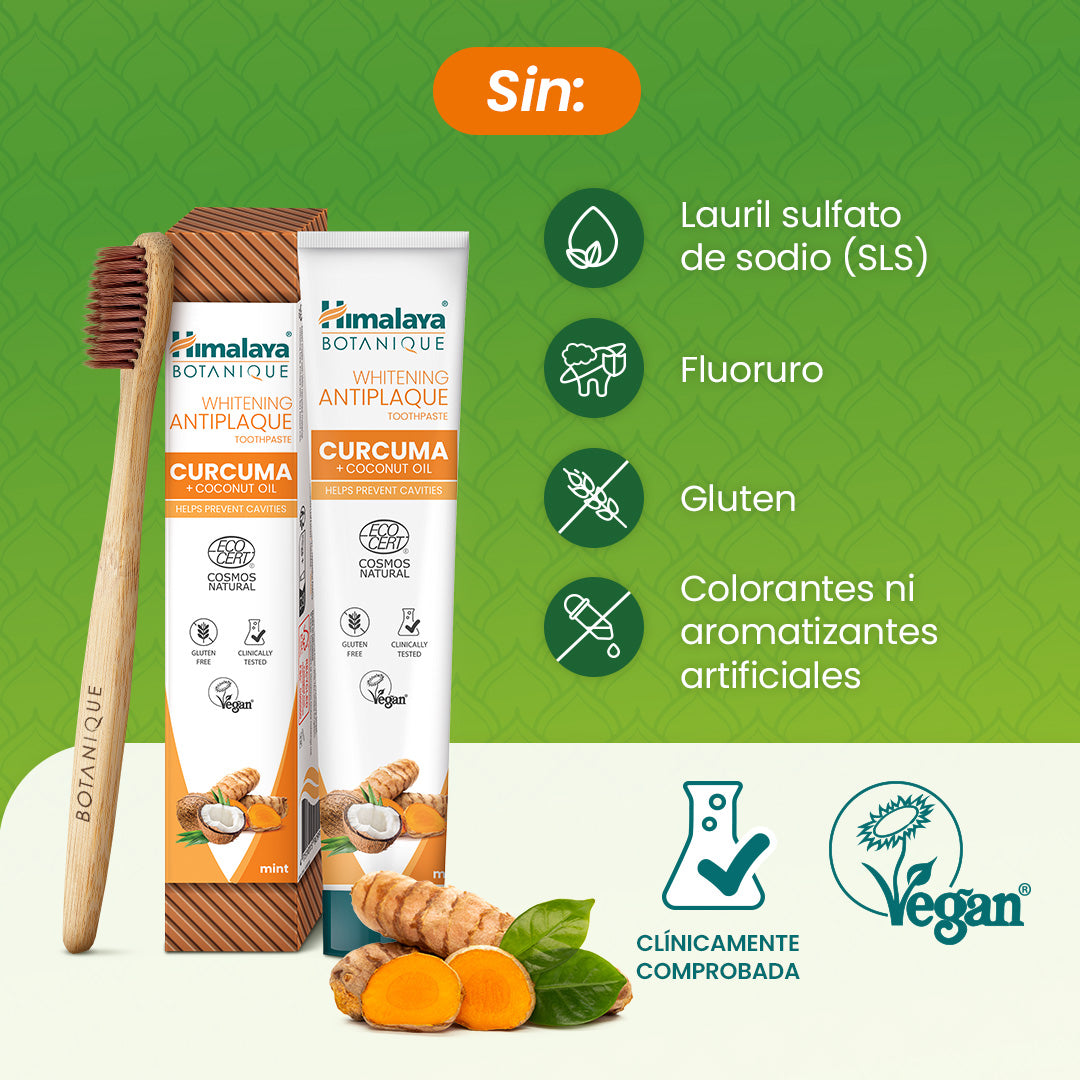 Himalaya Botanique Pasta de dientes Blanqueadora Antiplaca Cúrcuma + Aceite de Coco 75 ml