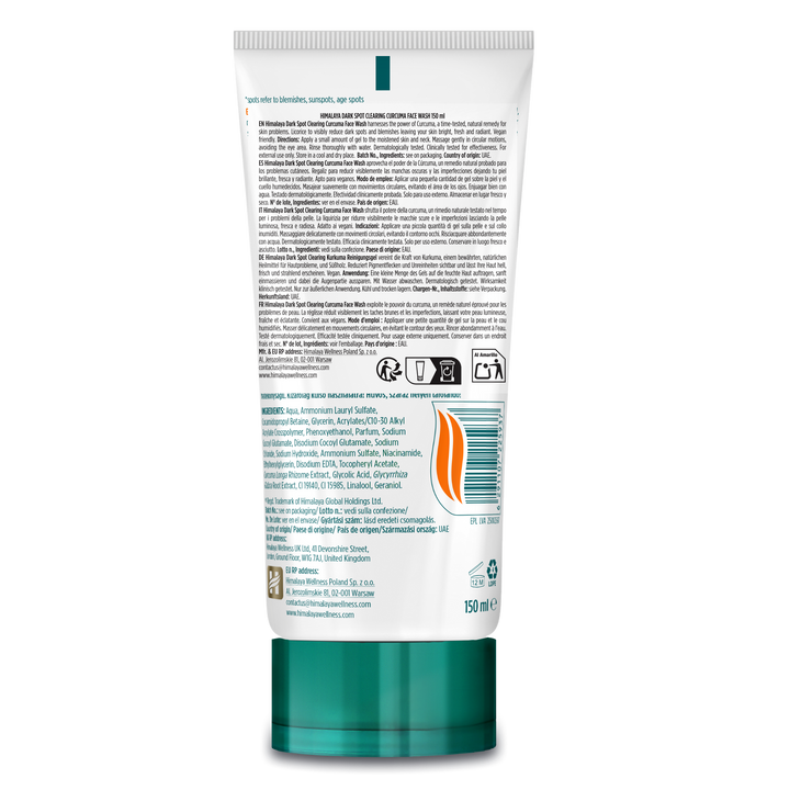 Gel limpiador facial de cúrcuma aclarador de manchas oscuras Himalaya