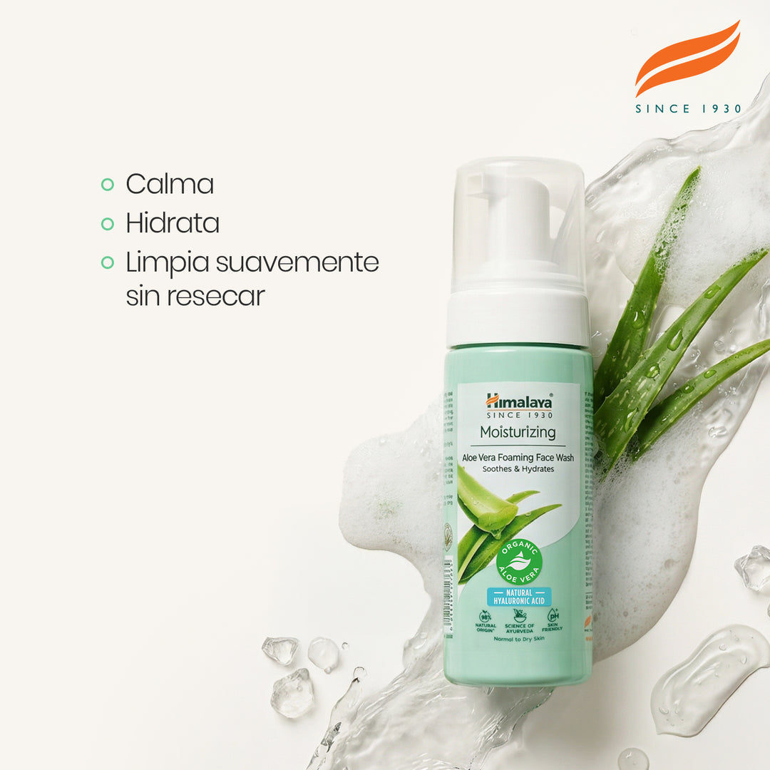 Himalaya Jabón facial espumoso hidratante de aloe vera, 150 ml