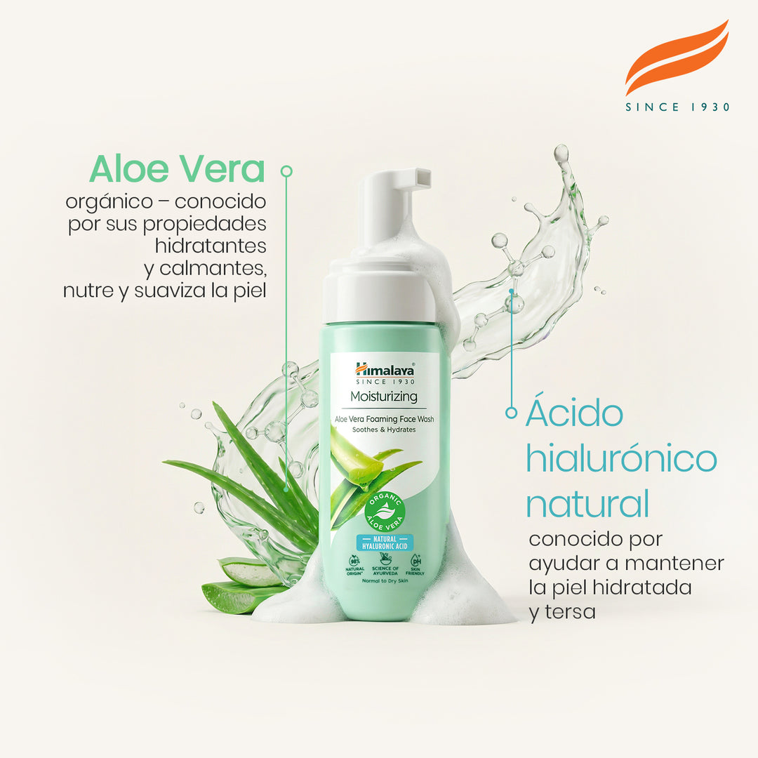 Himalaya Jabón facial espumoso hidratante de aloe vera, 150 ml