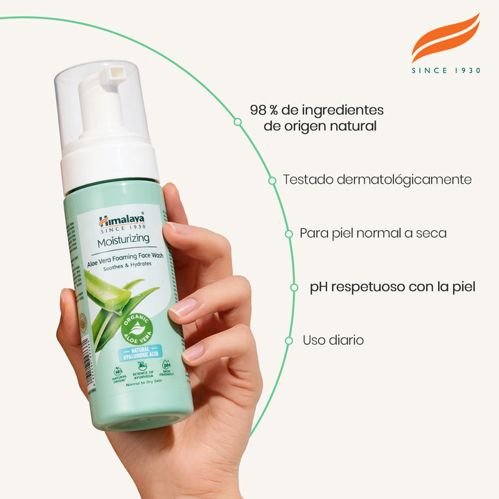 Himalaya Jabón facial espumoso hidratante de aloe vera, 150 ml
