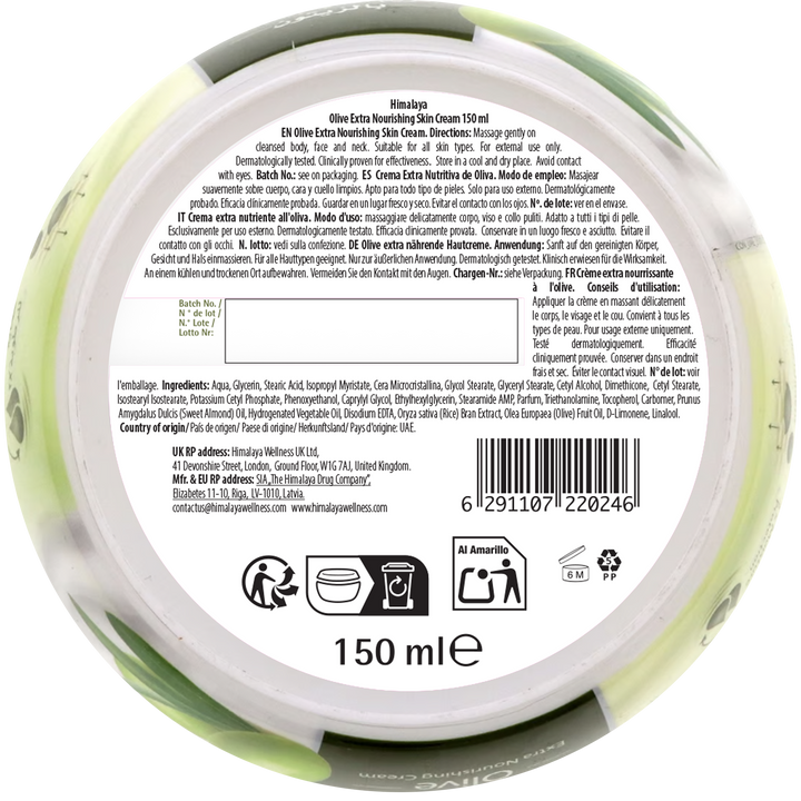 Crema extra nutritiva de oliva