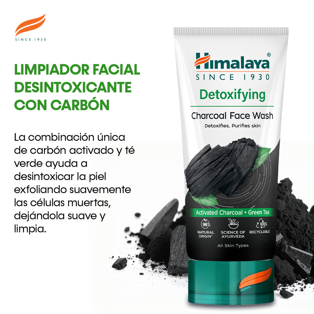 Lavado facial desintoxicante con carbón activado y té verde 150 ml