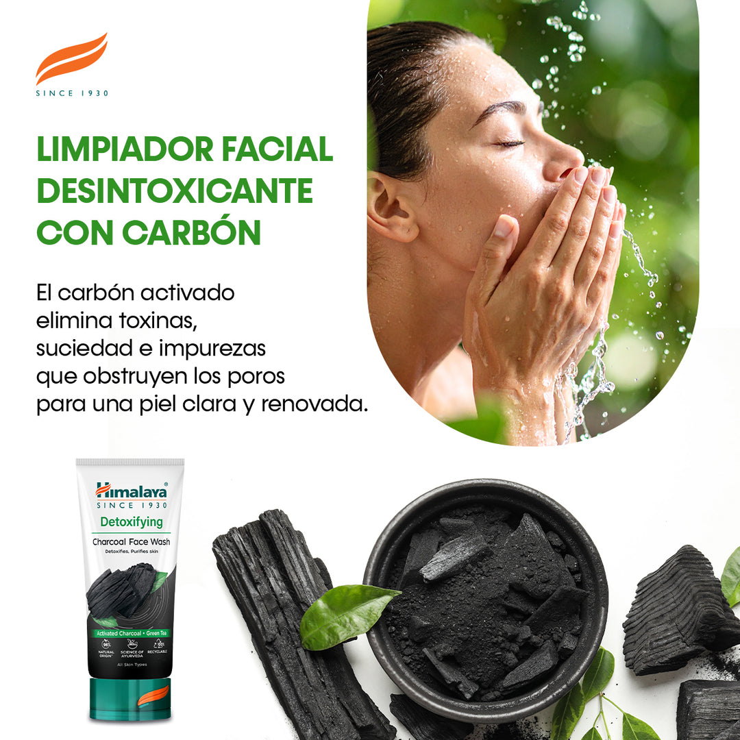 Lavado facial desintoxicante con carbón activado y té verde 150 ml