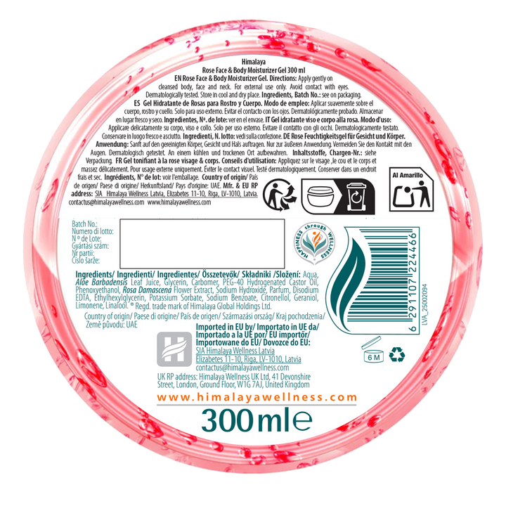 GEL HIDRATANTE FACIAL Y CORPORAL DE ROSAS DE HIMALAYA 300 ML