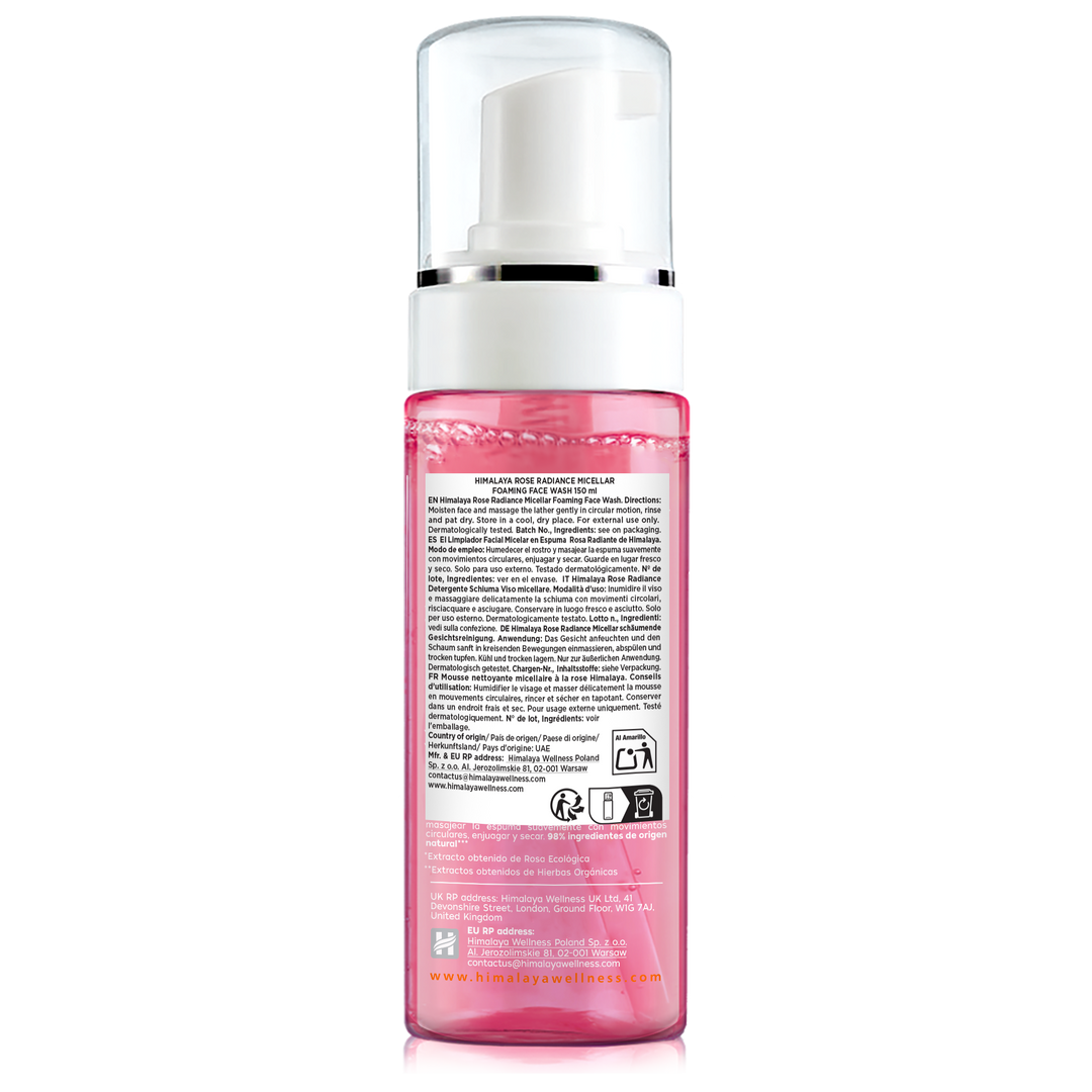 ESPUMA LIMPIADORA MICELAR ROSA RADIANTE DE HIMALAYA 150 ML