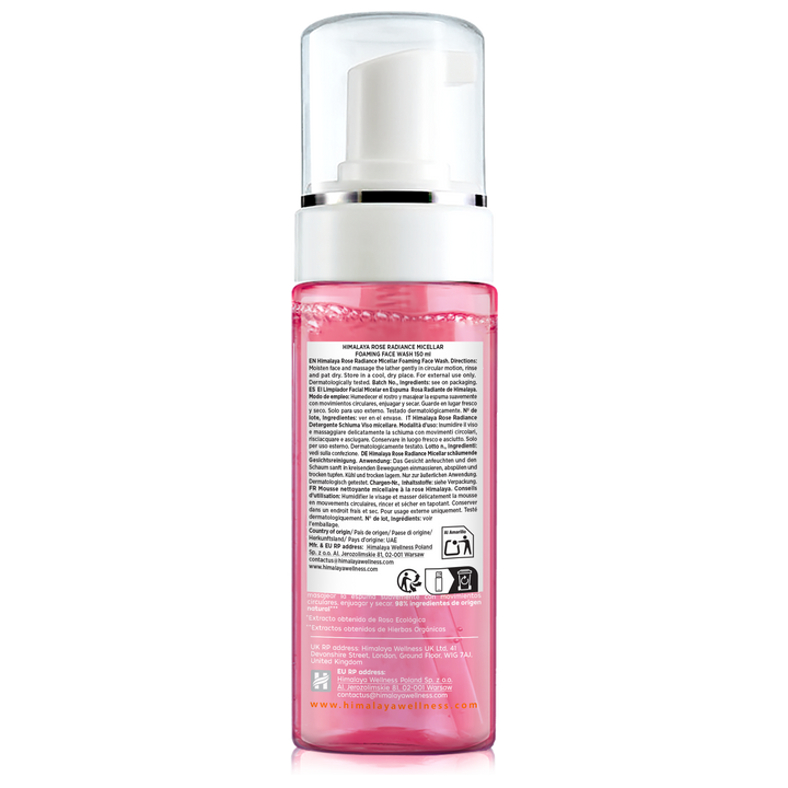 ESPUMA LIMPIADORA MICELAR ROSA RADIANTE DE HIMALAYA 150 ML