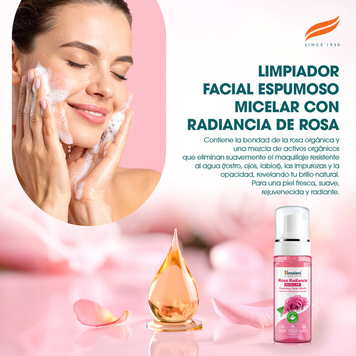 ESPUMA LIMPIADORA MICELAR ROSA RADIANTE DE HIMALAYA 150 ML