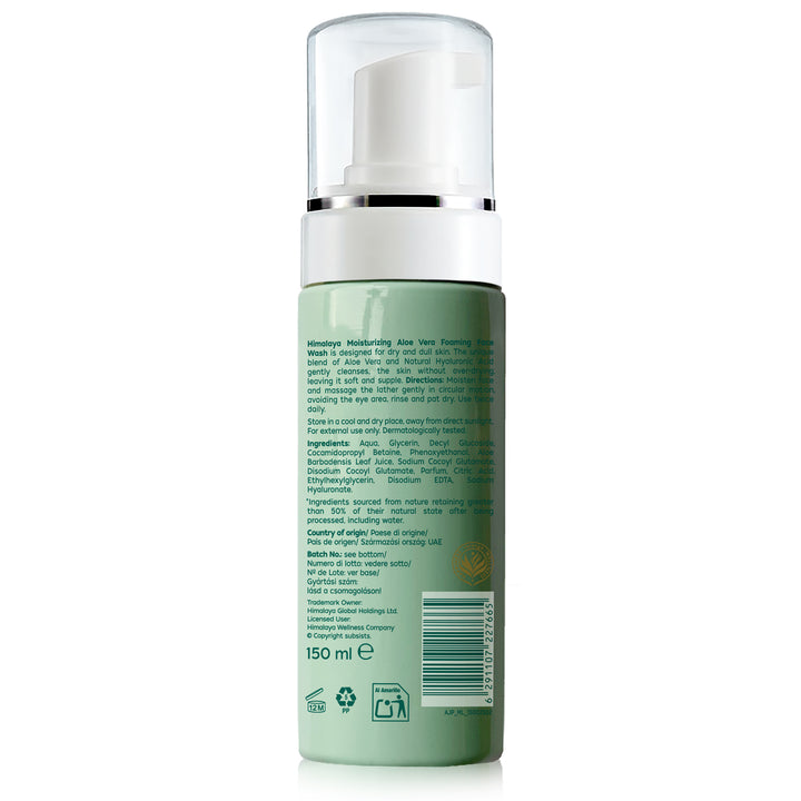 Himalaya Jabón facial espumoso hidratante de aloe vera, 150 ml
