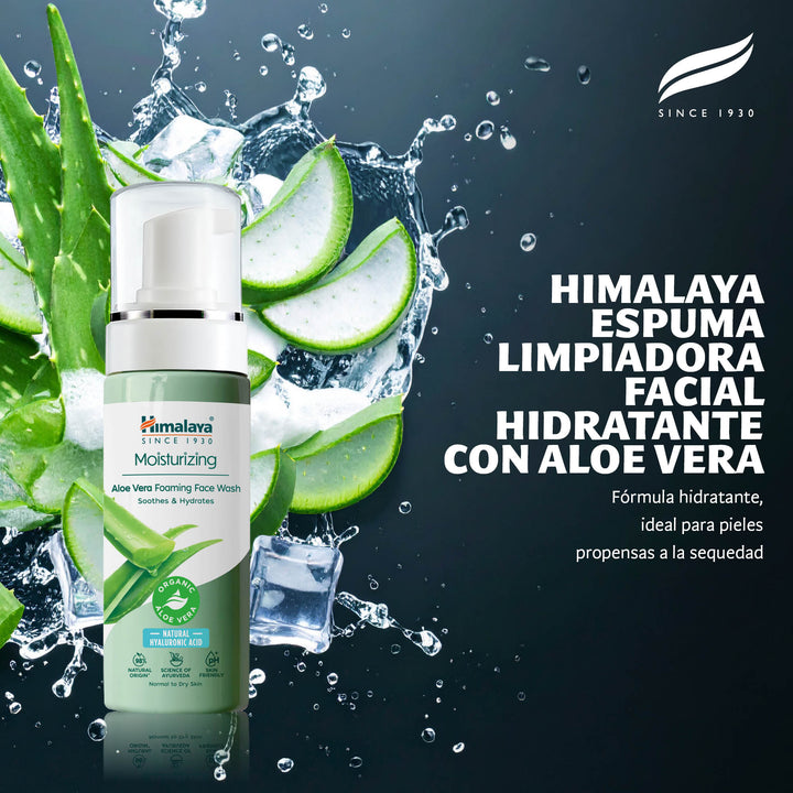Himalaya Jabón facial espumoso hidratante de aloe vera, 150 ml