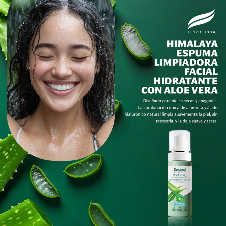 Himalaya Jabón facial espumoso hidratante de aloe vera, 150 ml