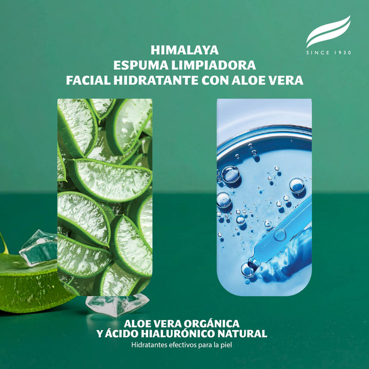 Himalaya Jabón facial espumoso hidratante de aloe vera, 150 ml