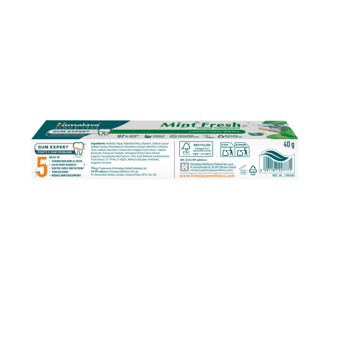 Pasta dental de hierbas Gum Expert: Menta fresca - Pack de viaje 40g