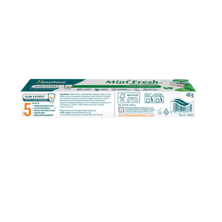 Pasta dental de hierbas Gum Expert: Menta fresca - Pack de viaje 40g