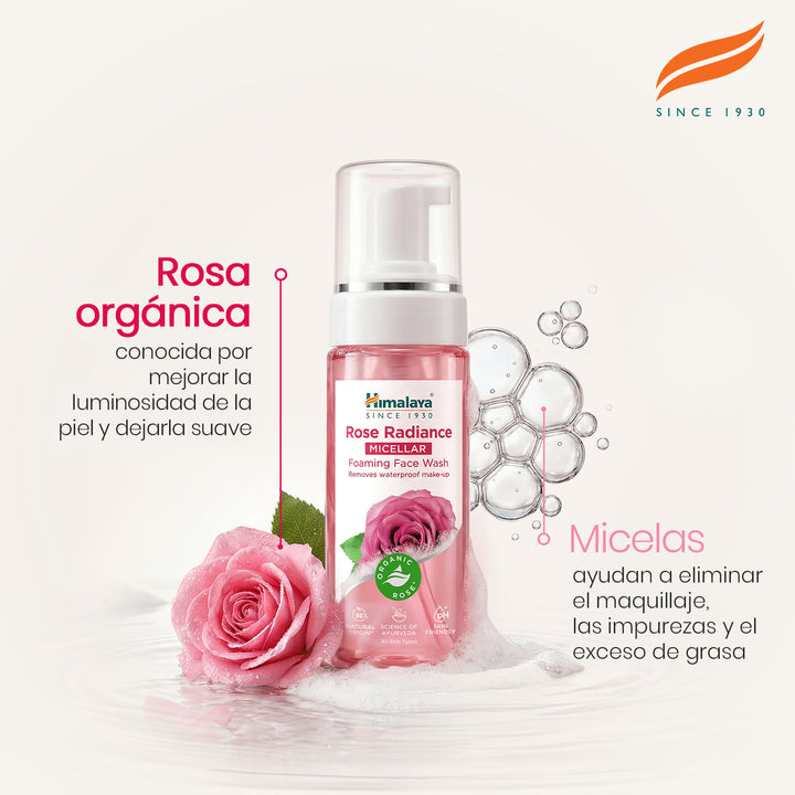 ESPUMA LIMPIADORA MICELAR ROSA RADIANTE DE HIMALAYA 150 ML