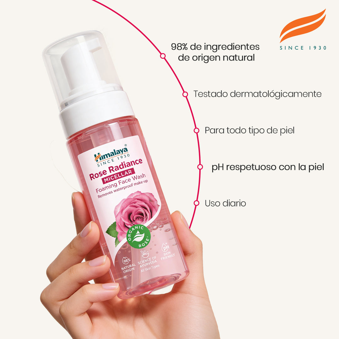 ESPUMA LIMPIADORA MICELAR ROSA RADIANTE DE HIMALAYA 150 ML