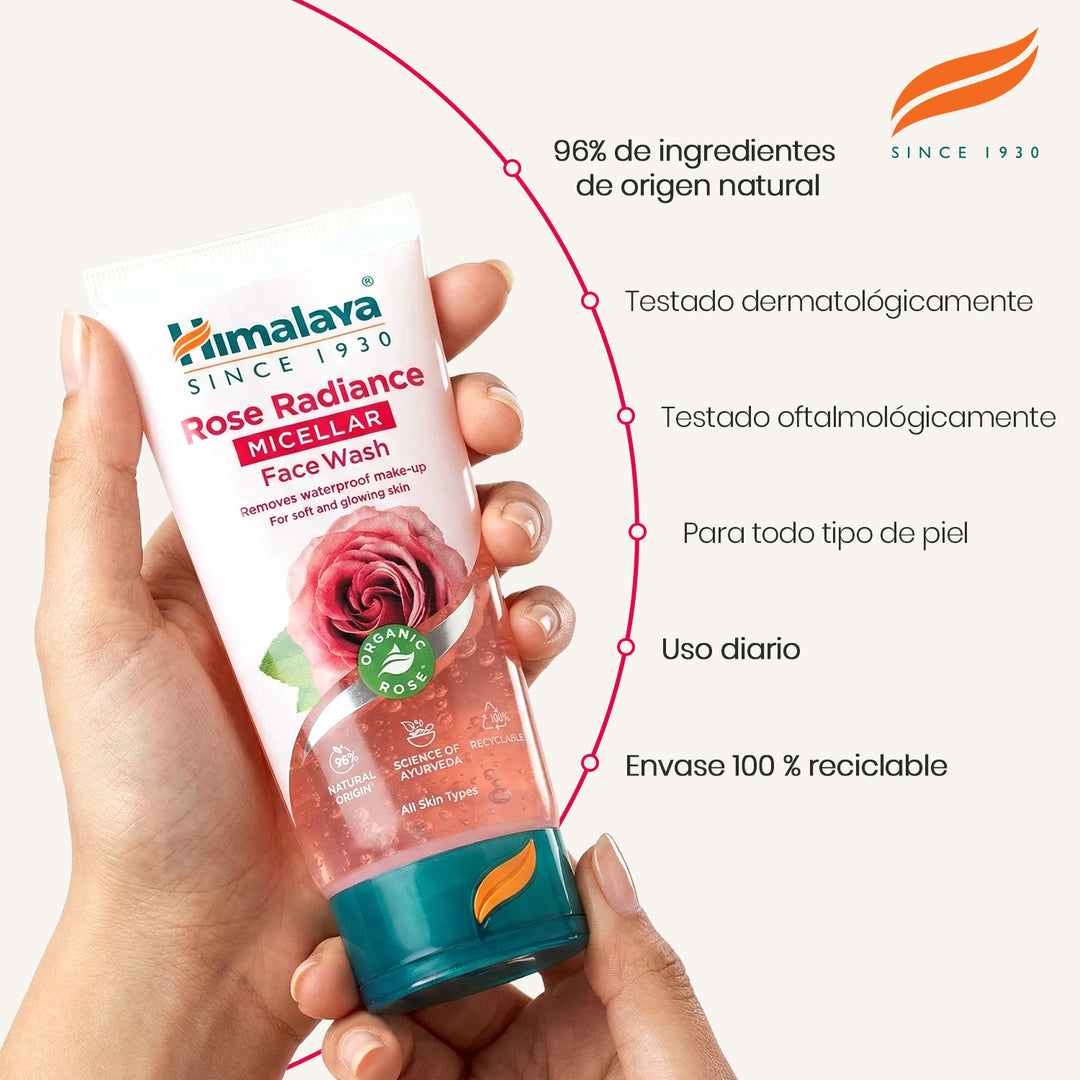 LIMPIADOR FACIAL MICELAR ROSA RADIANTE DE HIMALAYA 150 ML