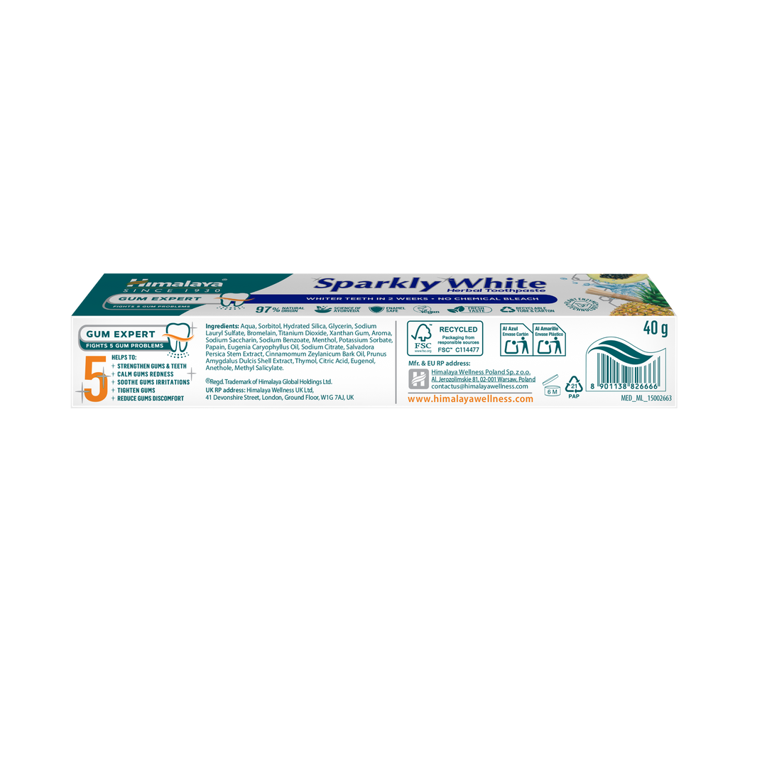Pasta dental de hierbas Gum Expert: Blanco brillante - Pack de viaje 40g