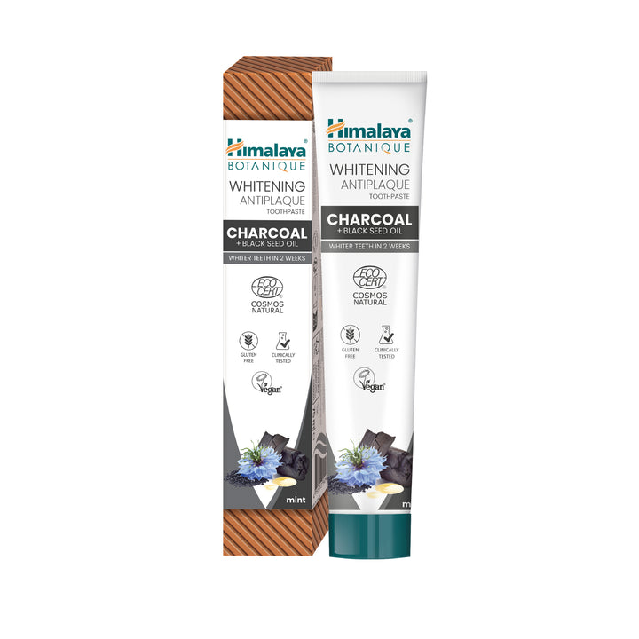 Himalaya Botanique Pasta de Dientes Blanqueadora Antiplaca Carbón Vegetal + Aceite de Semilla Negra 75 ml