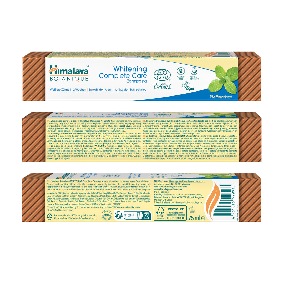 Himalaya Botanique Pasta de Dientes Blanqueadora Cuidado Total - Hierbabuena 75 ml